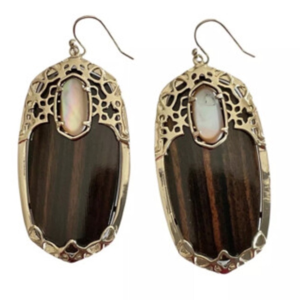 Kendra Scott VINTAGE Gold and Brown Deva Bali Island Escape Earrings